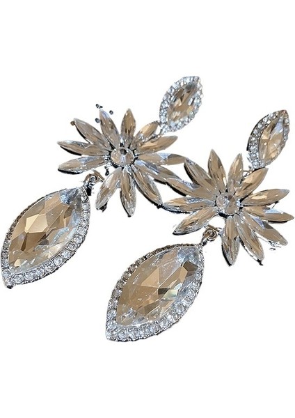 Gümüş Iğne Uzun Elmas Çiçek Su Damlası Küpe Niş Tasarım Küpeler Moda Mizaç Üst Düzey Küpeler (Yurt Dışından) modelleri