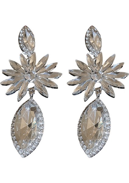 Gümüş Iğne Uzun Elmas Çiçek Su Damlası Küpe Niş Tasarım Küpeler Moda Mizaç Üst Düzey Küpeler (Yurt Dışından) fırsatları