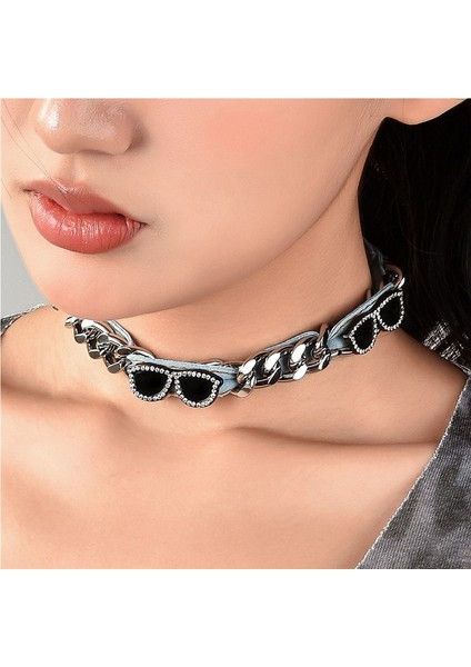 Kalın Zincir Eklemeli Gözlüklü Gerdanlık Kolye (Yurt Dışından) modelleri