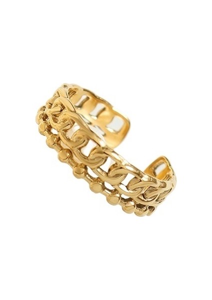 Erkekler ve Kadınlar Için Metalik Doku Titanyum Çelik ile Kişiselleştirilmiş Açık Işaret Parmağı Takı Birbirine Geçen Zincir Halkaları (Yurt Dışından)