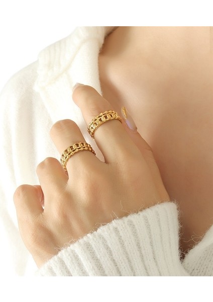 Erkekler ve Kadınlar Için Metalik Doku Titanyum Çelik ile Kişiselleştirilmiş Açık Işaret Parmağı Takı Birbirine Geçen Zincir Halkaları (Yurt Dışından) fiyatları