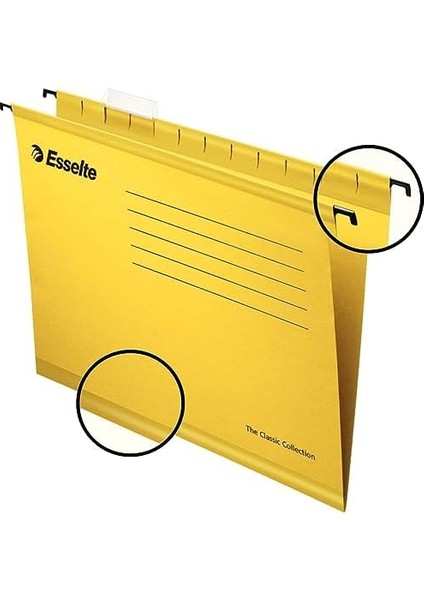 Klasik Askılı Dosya, A4, Sarı, 25'li Paket, Sekmeler Dahil, 90314 modelleri