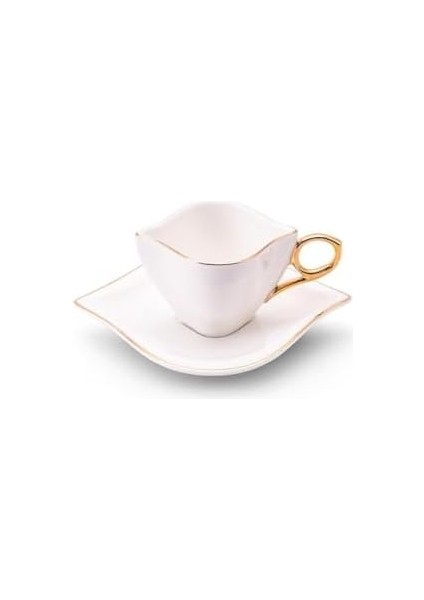 Sonsuz Aşk 2 Kişilik Kahve Fincan Takımı Beyaz Gold 100 ml modelleri