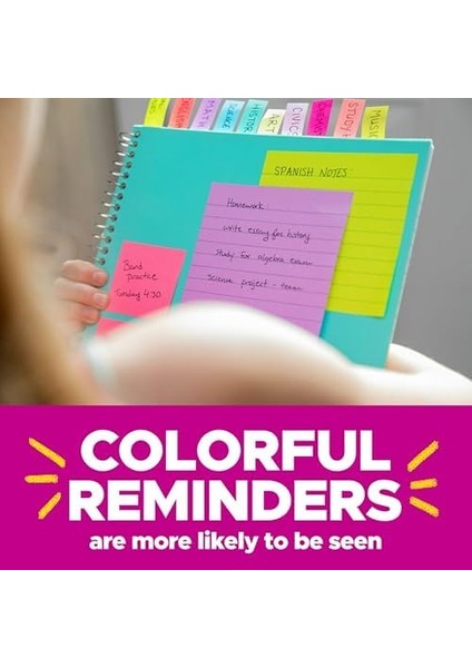 S Per Sticky Notes, 4 x 4, Rio De Janeiro Collection, Lined, 6 Pads/pack Mavi, Turuncu, Pembe, Sar 90 Yaprak Pouch Kendinden Yap Kanl modelleri