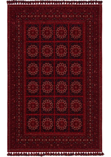 Afgan Afg 03 Red Antibakteriyel Kaymaz Tabanlı Dekoratif Kilim