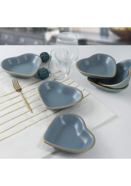 Mat Gri Gold Kalp Çerezlik 14 cm 6 Adet - 624
