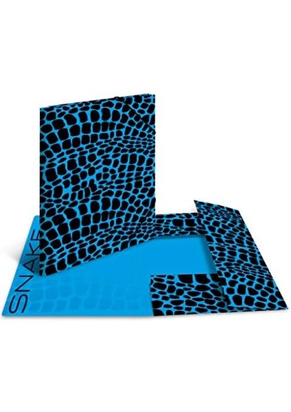 Lastikli Dosya A4 Boyutunda Yılan Desenli Mavi-Siyah modelleri