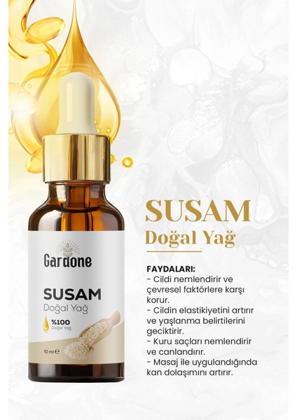 Susam Yağı Soğuk Sıkım Saf ve Sesame 10 ml modelleri