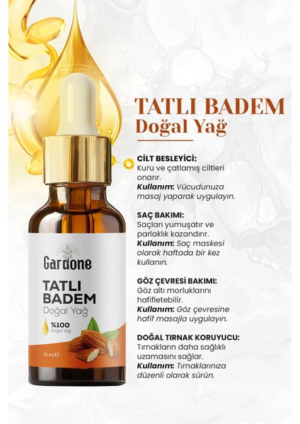 Tatlı Badem Yağı Soğuk Sıkım %100 Saf ve Doğal Sweet Almond 10ML modelleri