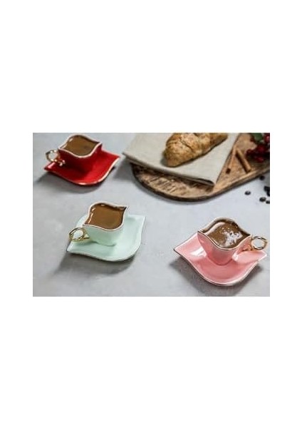 Sonsuz Aşk 2 Kişilik Kahve Fincanı Takımı Kırmızı 100 ml modelleri