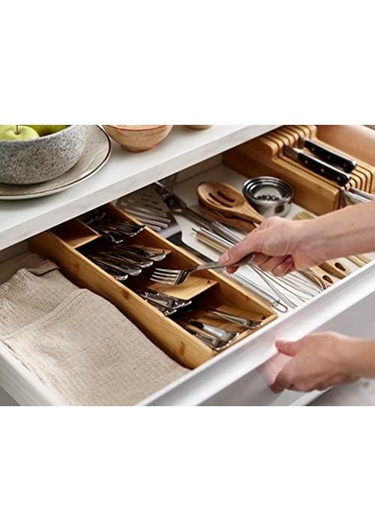 Joseph Kompakt Çatal Bıçak Çekmecesi Düzenleyici, 5 Bölmeli, 24+ Parça Için - Bambu modelleri