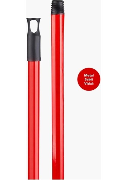 Kırmızı Metal Vidalı Fırça Faraş Süpürge Çeksil Sap 120 Cm, 5'li Set fırsatları