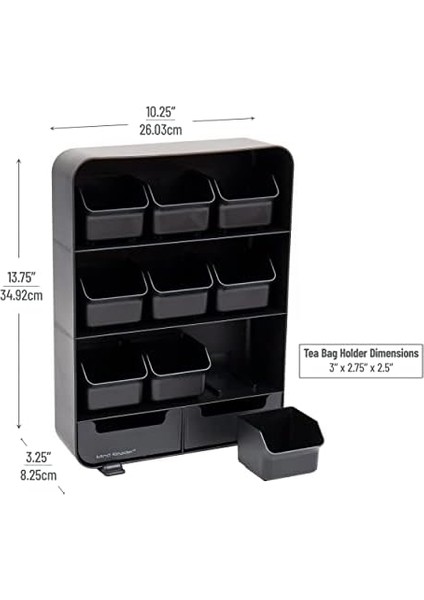 Reader Çay Poşeti ve Baharat Düzenleyici, 180 Bölmeli, Siyah modelleri