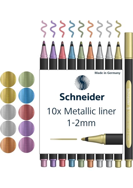 Paint-It Metallicliner 020 (Çizgi Kalınlığı 1-2 Mm, Yüksek Metalik Mürekkep, Hızlı Kurur,%88 Biyo Bazlı Plastik Gövde) 10 Adet, Çeşitli