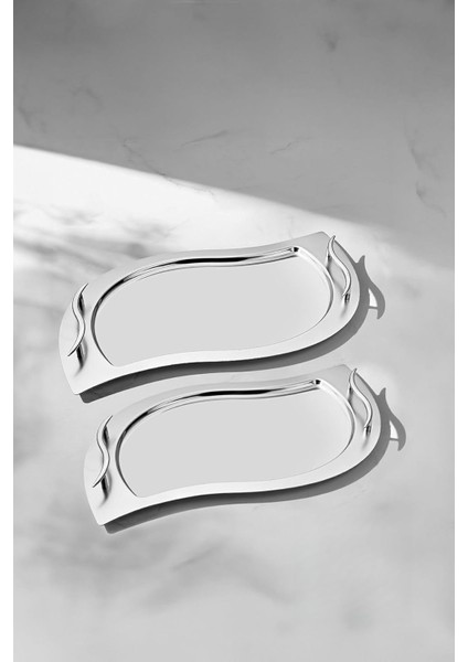 Gizem 2'li Saten Çelik Tepsi Seti