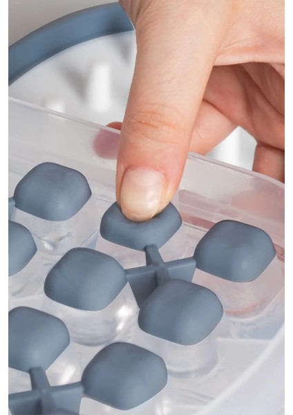 32'li Buzluk Buz Saklama Kabı - Bas Çıkar Buz Küpü Hazneli Buz Kalıbı-Antrasit KOTYORA-MP-7075