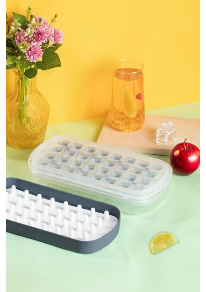 32'li Buzluk Buz Saklama Kabı - Bas Çıkar Buz Küpü Hazneli Buz Kalıbı-Antrasit KOTYORA-MP-7075 fiyatları