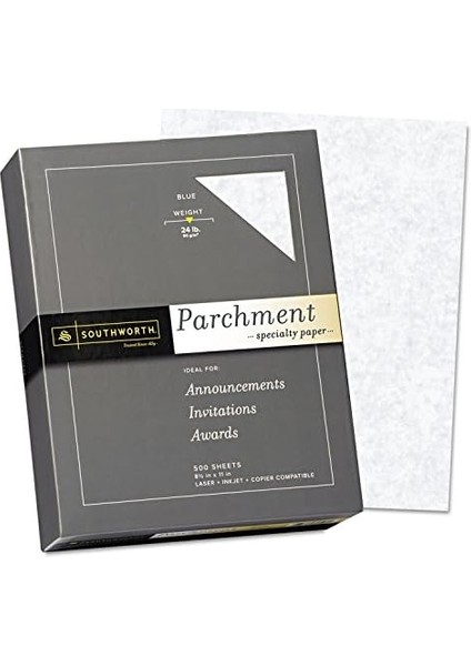 Parşömen Kağıdı, 8.5" x 11", 24 Lb/90 Gsm, Mavi, 500 Yaprak - Ambalaj Değişebilir (964C) modelleri