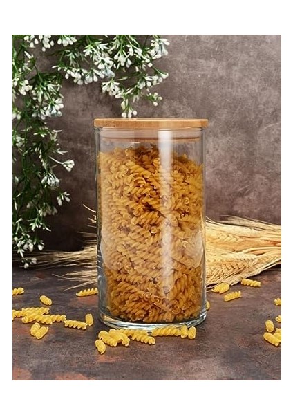 43463 Bamboo Ahşap Kapaklı Cam Kavanoz, Şeffaf, 1.48 Litre fiyatları