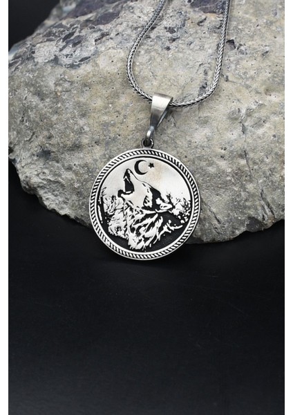 Ay Yıldızlı - Ay Yıldız - Kurt 925 Ayar Gümüş Kolye Zincir 902129 modelleri