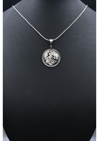 Ay Yıldızlı - Ay Yıldız - Kurt 925 Ayar Gümüş Kolye Zincir 902129 fırsatları