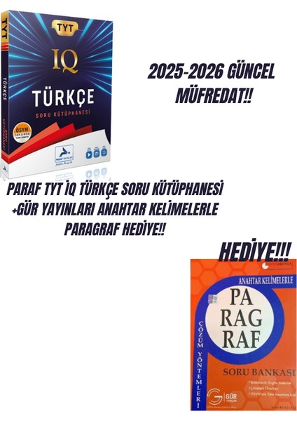 Paraf Tyt Iq Türk.çe Soru Kütüphanesi+Anahtar Kelimelerle Paragraf Soru Bankası Hediye!!