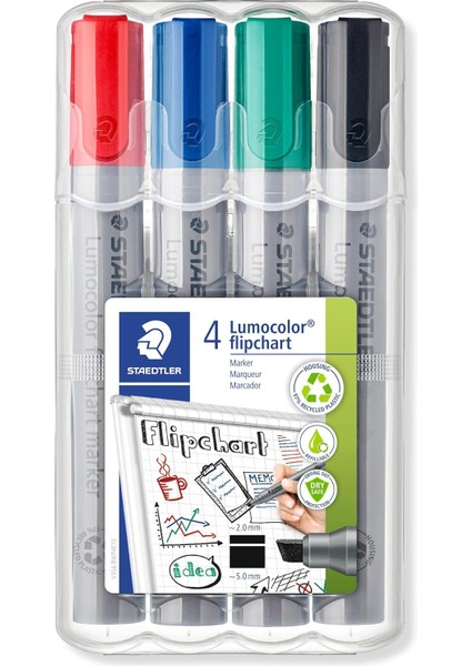 356 B Wp4 Lumocolor Flipchart Markör Kesik Uçlu 4'lü
