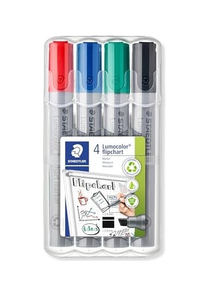 356 B Wp4 Lumocolor Flipchart Markör Kesik Uçlu 4'lü fiyatları