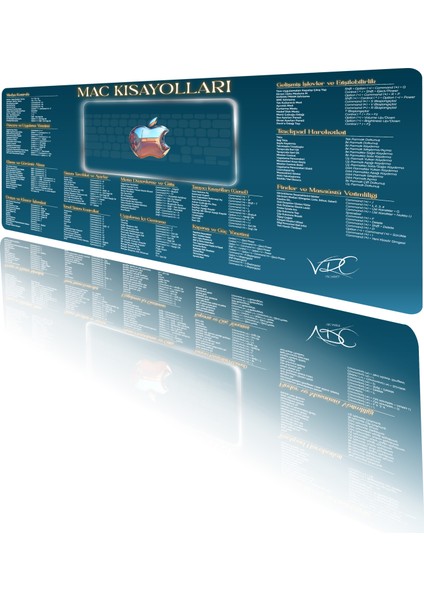 Mac Kısayol Mousepad Mavi 80X40CM Kaymaz Kauçuk Taban modelleri