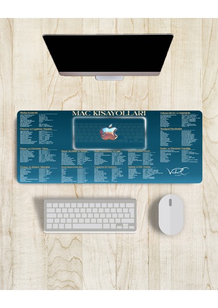 Mac Kısayol Mousepad Mavi 80X40CM Kaymaz Kauçuk Taban fırsatları