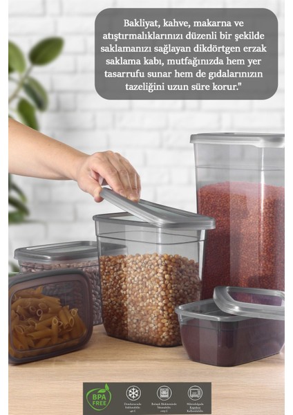 4'lü Mega Boy 3250 ml Un Bakliyat Saklama Kutusu - Sızdırmaz Kapaklı Çok Amaçlı Erzak Saklama Kabı fiyatları