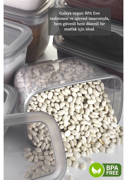 4'lü Mega Boy 3250 ml Un Bakliyat Saklama Kutusu - Sızdırmaz Kapaklı Çok Amaçlı Erzak Saklama Kabı modelleri