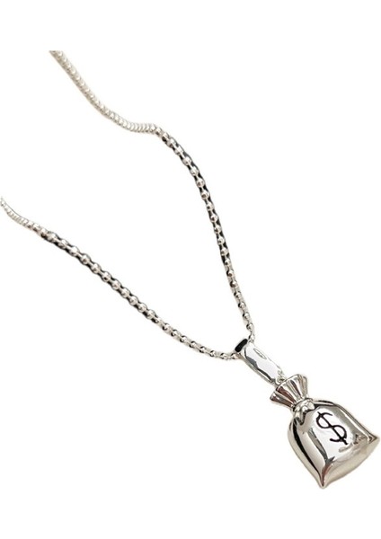 Basit Gümüş Çanta Kolye Ucu Kolye Retro Köprücük Kemiği Zinciri Tüm Uyumlu Kadın Üst Düzey Aksesuarlar (Yurt Dışından)