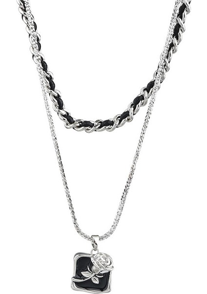 Kumaş Gül Fotoğraf Çerçevesi Kolye Kolye (Yurt Dışından)