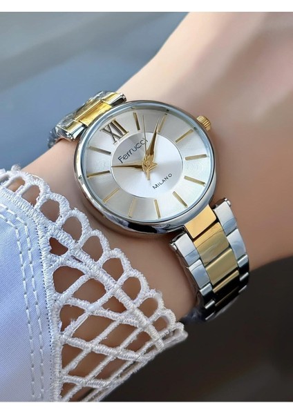 Milano Kadın Kol Saati – Roma Rakamlı Detay, Iki Renkli Metal Kordon