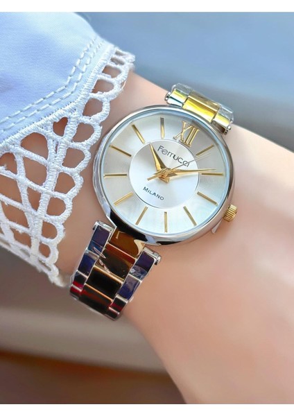 Milano Kadın Kol Saati – Roma Rakamlı Detay, Iki Renkli Metal Kordon fiyatları