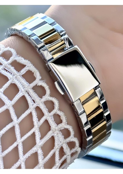 Milano Kadın Kol Saati – Taş Süslemeli Çerçeve, Altın-Gümüş Metal Kordon modelleri