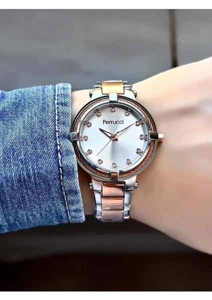 Kadın Metal Kordon Çift Renkli Örgü Kasa Kadranı Taşlı Kol Saati fiyatları