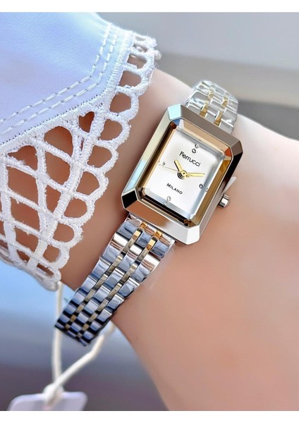 Milano Kadın Saat - Taşlı Dikdörtgen Kasa, Metal Kordon fiyatları