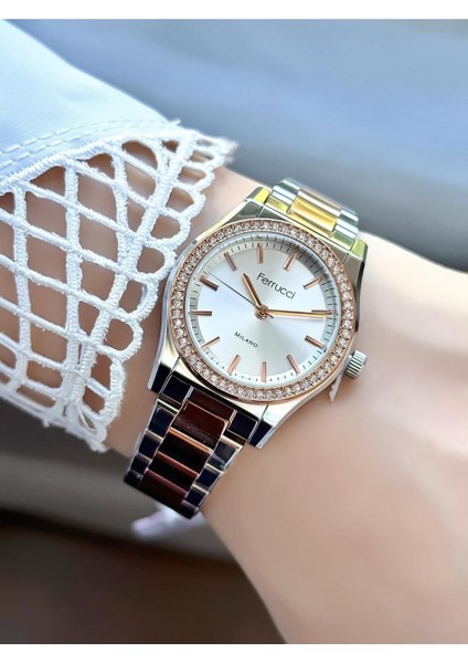 Milano Kadın Kol Saati – Taş Süslemeli Çerçeve, Rose-Gümüş Metal Kordon fiyatları