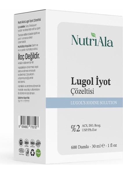Nutriala Lugol Iyot %2 30 ml modelleri