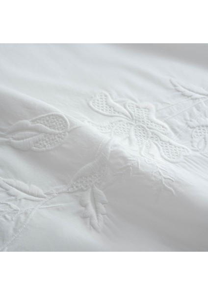 Paye Battal Boy Nevresim Takımı %100 Organik Pamuk Percal Nakışlı Dantelli Krem 240X220 cm indirimleri