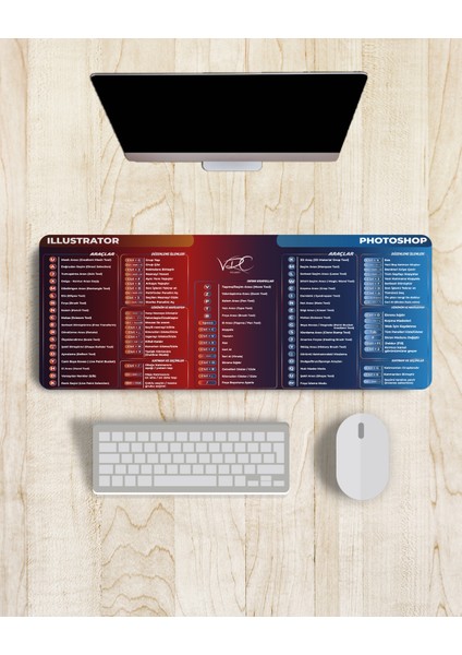 Illustrator & Photoshop Kısayol Mousepad 80X40CM Adobe Kauçuk Taban fırsatları
