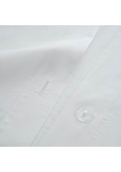 Paye Battal Boy Nevresim Takımı %100 Organik Pamuk Percal Nakışlı Dantelli Krem 240X220 cm