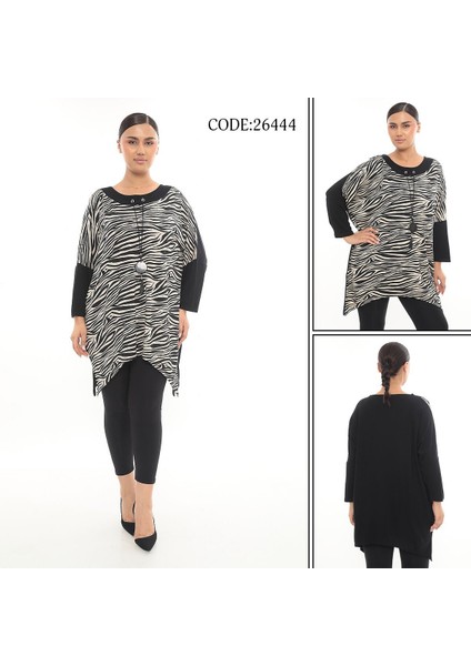 Zebra Desenli Aksesuarlı Tunik
