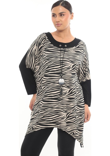 Zebra Desenli Aksesuarlı Tunik modelleri