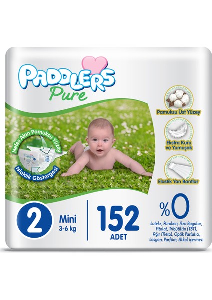 Pure Bebek Bezi 2 Numara Mini 152 Adet (3-6 kg ) Süper Fırsat Paketi