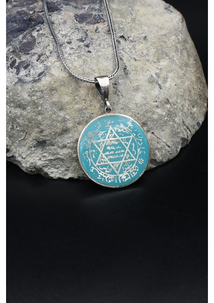 Hz. Süleyman Mührü Mineli 925 Ayar Gümüş Kolye Zincir 902131 modelleri