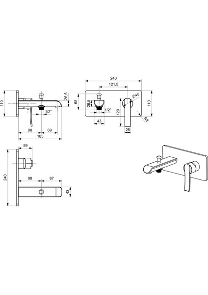 Lavabo Bataryası Ankastre Ayırıcılı fiyatları