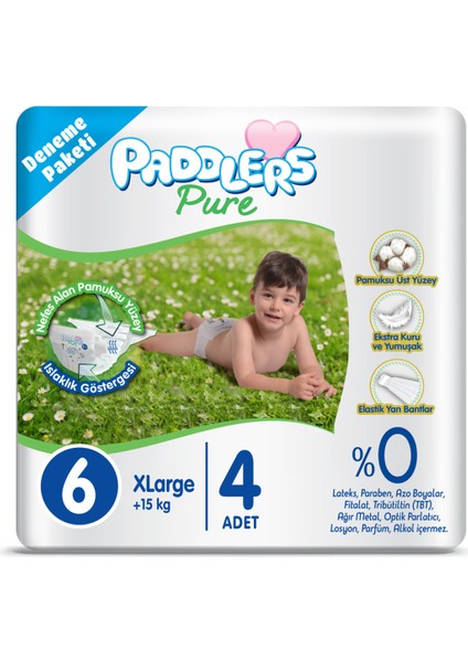 Pure Bebek Bezi 6 Numara X-Large 4 Adet (15+Kg) Deneme Paketi